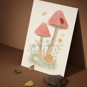 Felicitare melc sub ciuperci